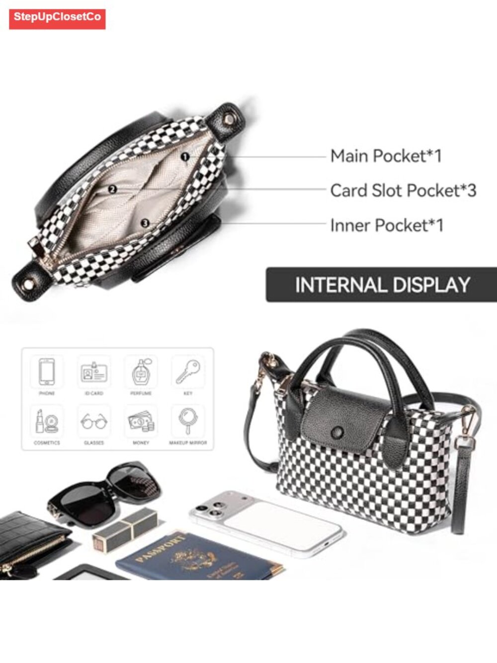 Woven Vegan Leather Crossbody Bag Y2K Mini Shoulder Purse Dumpling Tote - Picture 3 of 6